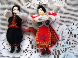 4'' EMBROIDERED  CLOTH GREEK FOLK DOLLS HIM & HER COSTUME, BOOTS